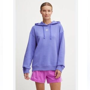Adidas Essentials Oversized Purple Fleece Hoodie New!